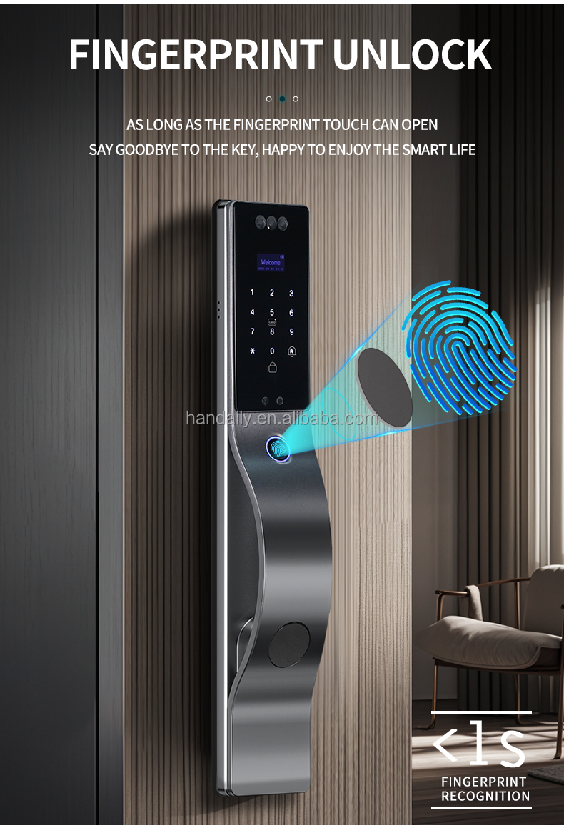 new automatic electronic digital lock cerradura inteligente wifi app fingerprint card 3d face recognition smart door lock df17-6
