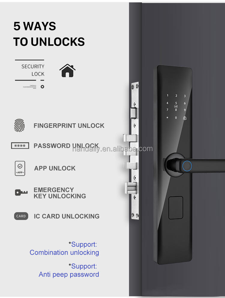 wifi smart lock with tuya or ttlock fingerprint and password keyless digital door lock for wooden doors z13-2