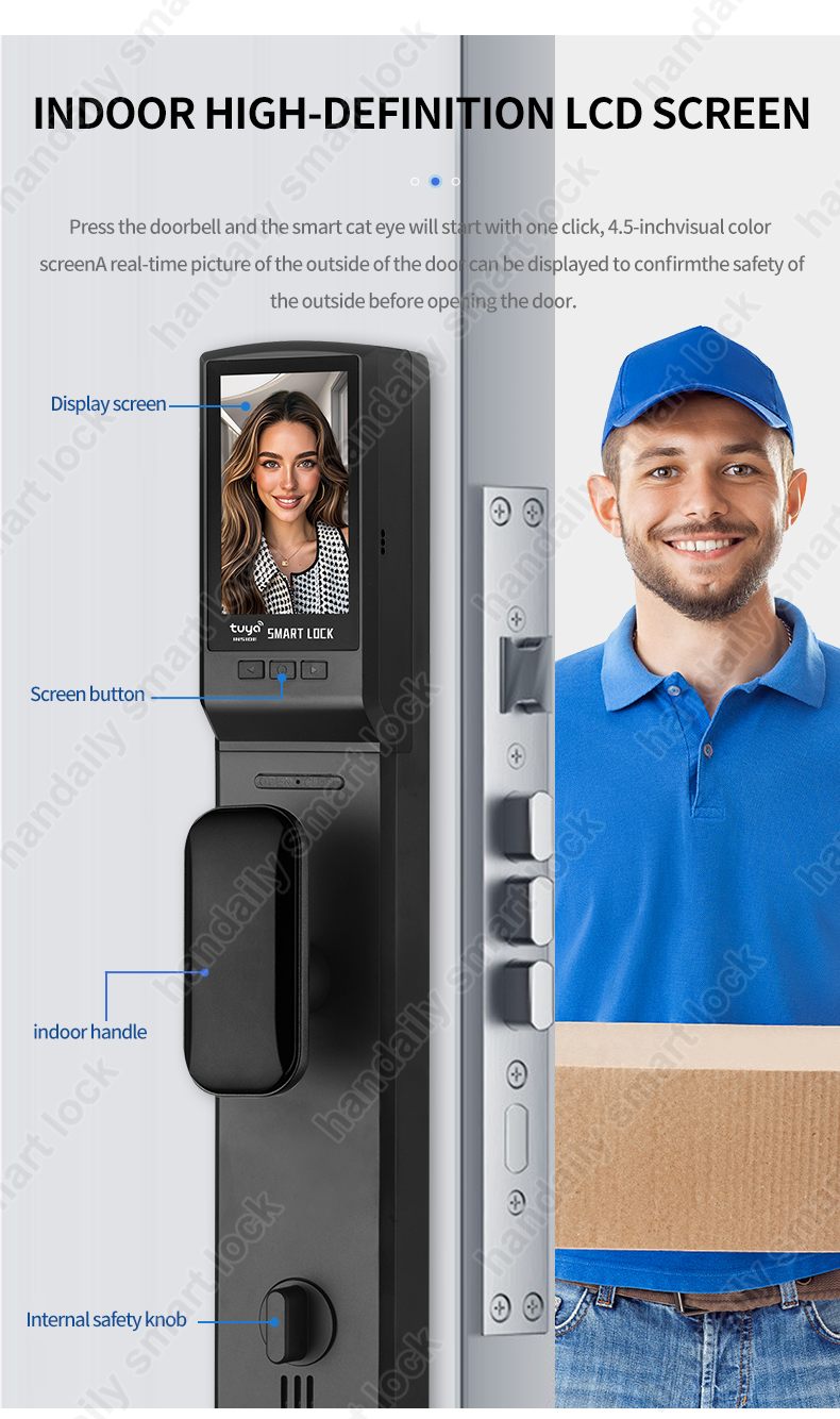 tuya wifi digital door lock biometric fingerprint rfid real time intercom smart door lock face unlock k36-8