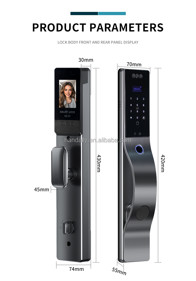 new automatic electronic digital lock cerradura inteligente wifi app fingerprint card 3d face recognition smart door lock df17-12