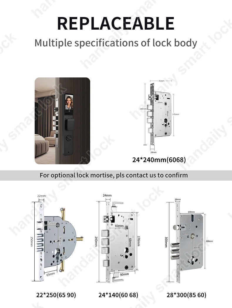 waterproof tuya app electronic digital locks 3d face recognition biometric fingerprint smart door lock with israel 6085 mortise w8-9