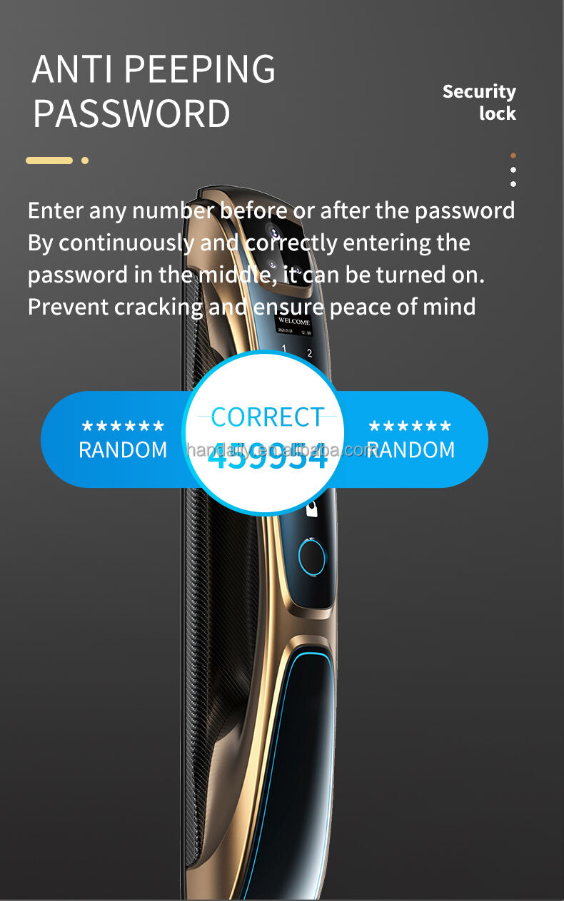 premium quality golden color smart lock tuya face recognition fingerprint smart door lock with camera for home d28-8