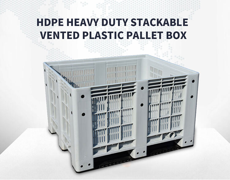 heavy duty hdpe hygiene food grade mesh grid vented stackable plastic pallet bin for vegetable and fruits details