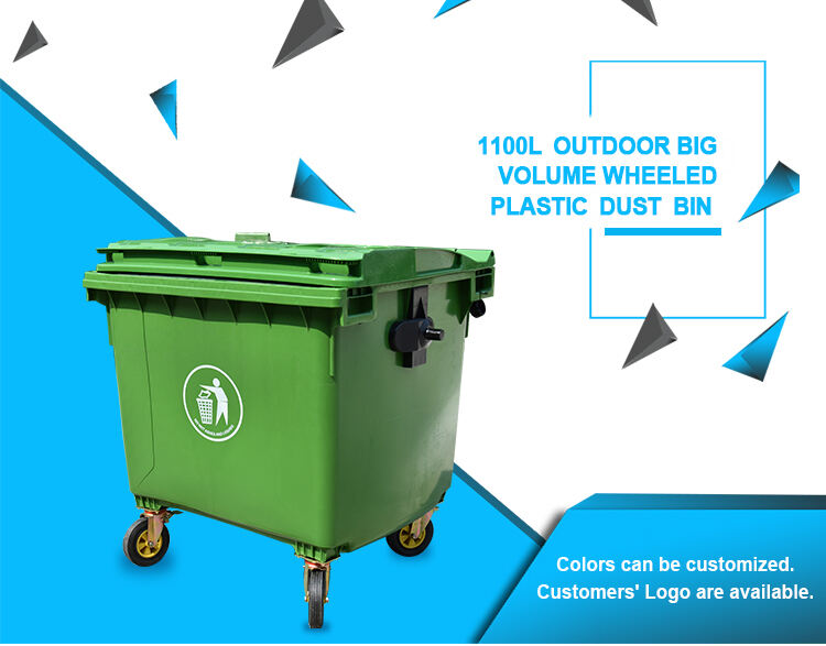 1100l pedal waste container large plastic dustbin with wheels supplier
