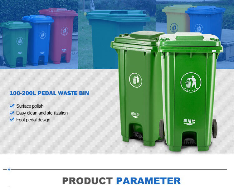 Different capacity 100L/120L/240L plastic waste bins garbage container outdoor use trash can details