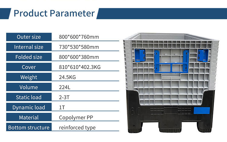 ຂະໜາດໃໝ່ 800*600*760 Honeycomb collapsible pallet containers manufacture