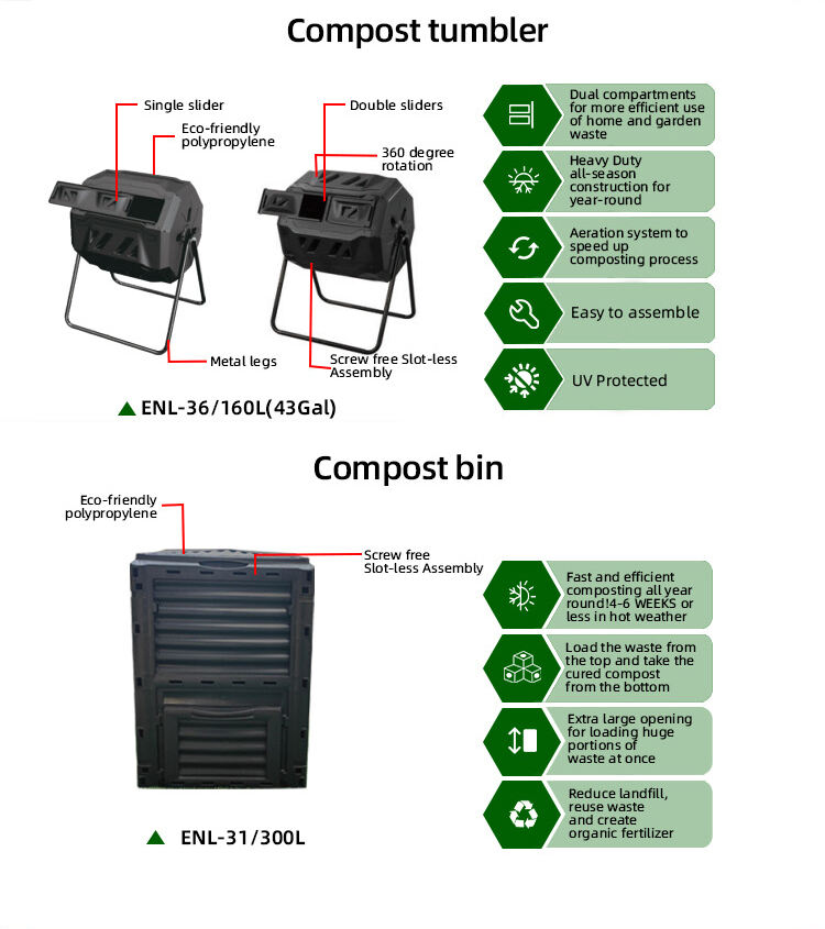 ອາພາດເມັນທີ່ເປັນມິດກັບສິ່ງແວດລ້ອມ ຂະໜາດໃຫຍ່ທີ່ດີທີ່ສຸດ Outdoor Organic Worm Rat Proof Plastic Composting Compost Trash Bin Container Supplier
