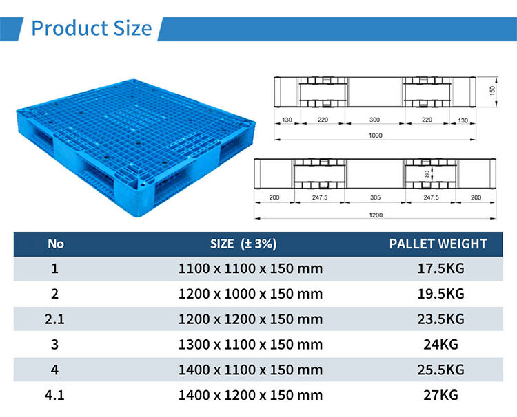1200*1000 super lightweight export six runner double deck plastic full perimeter pallet for Industrial details