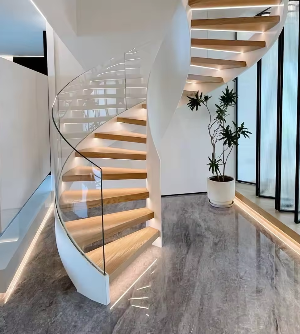 Safety Features in Double Building Curved Stairs