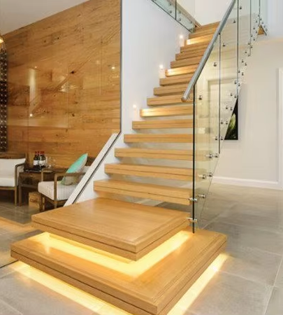 Classic Elegance of Double Building Staircase Straight Stairs