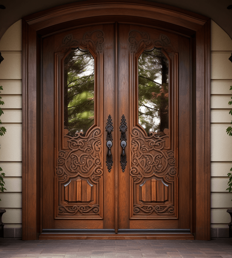 Easy Maintenance for Double Building Wooden Doors