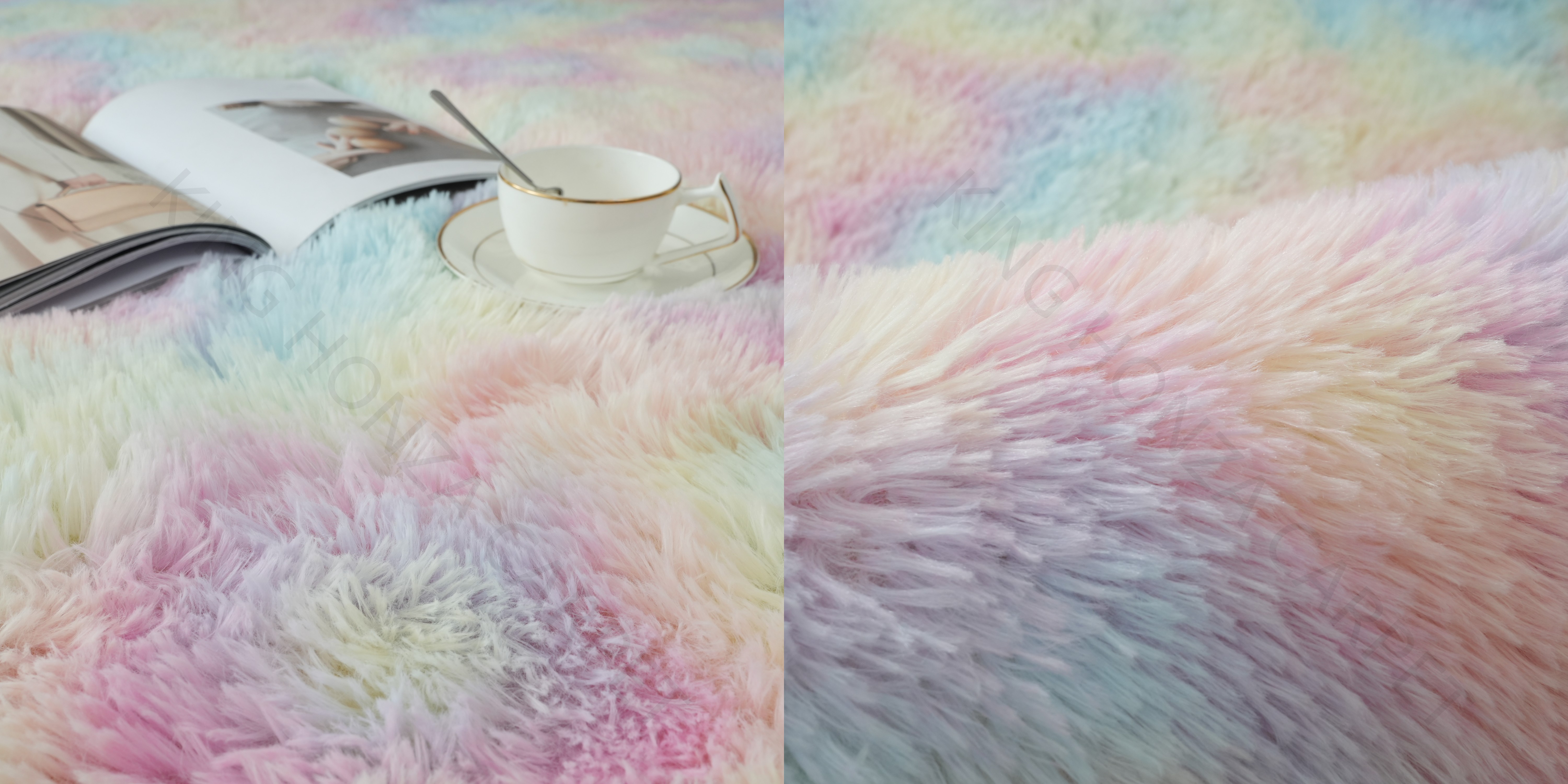 Factory sale shaggy Tie-dyed PV fur soft fluffy carpets factory