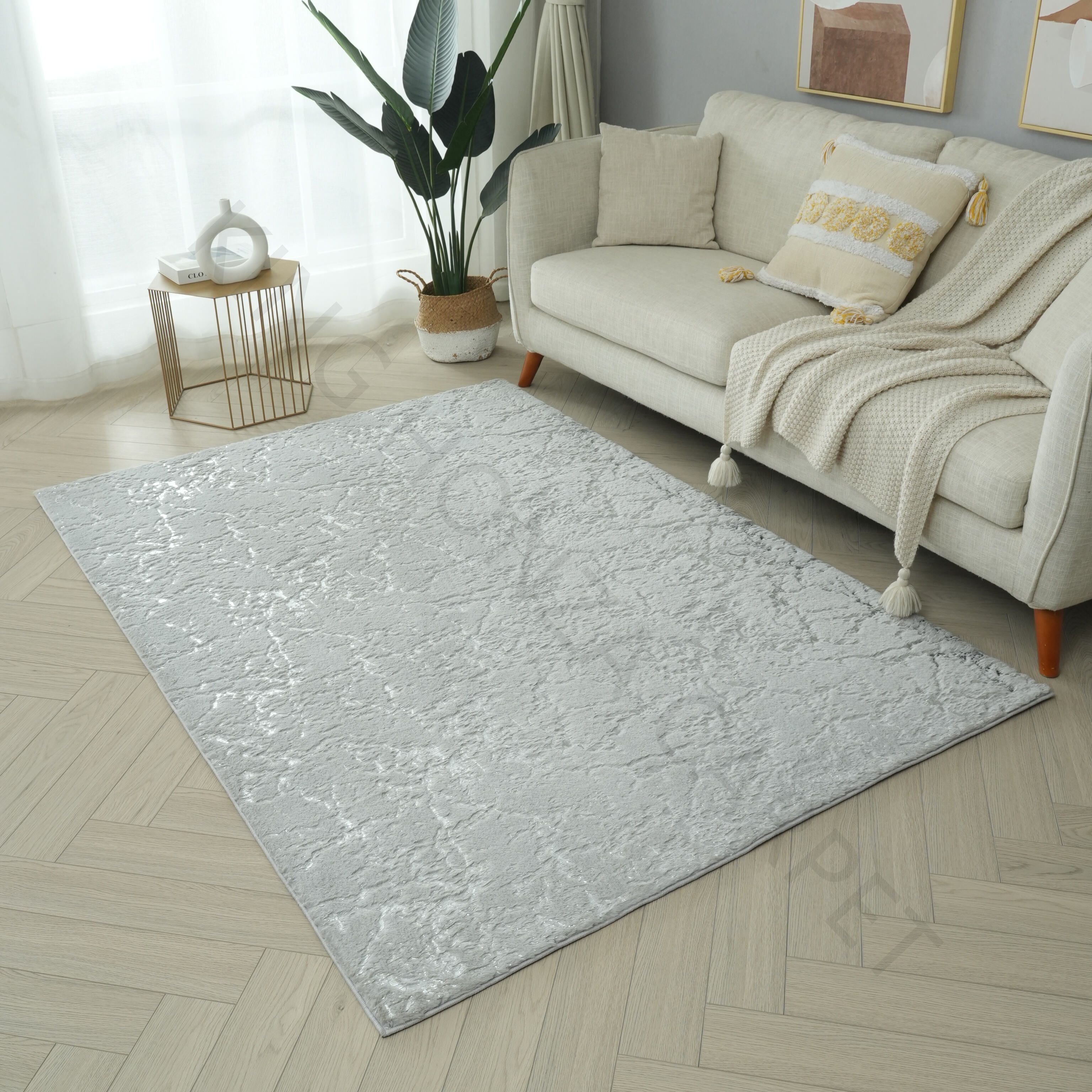 Best quality fluffy faux rabbit fur sliver stamping carpet details