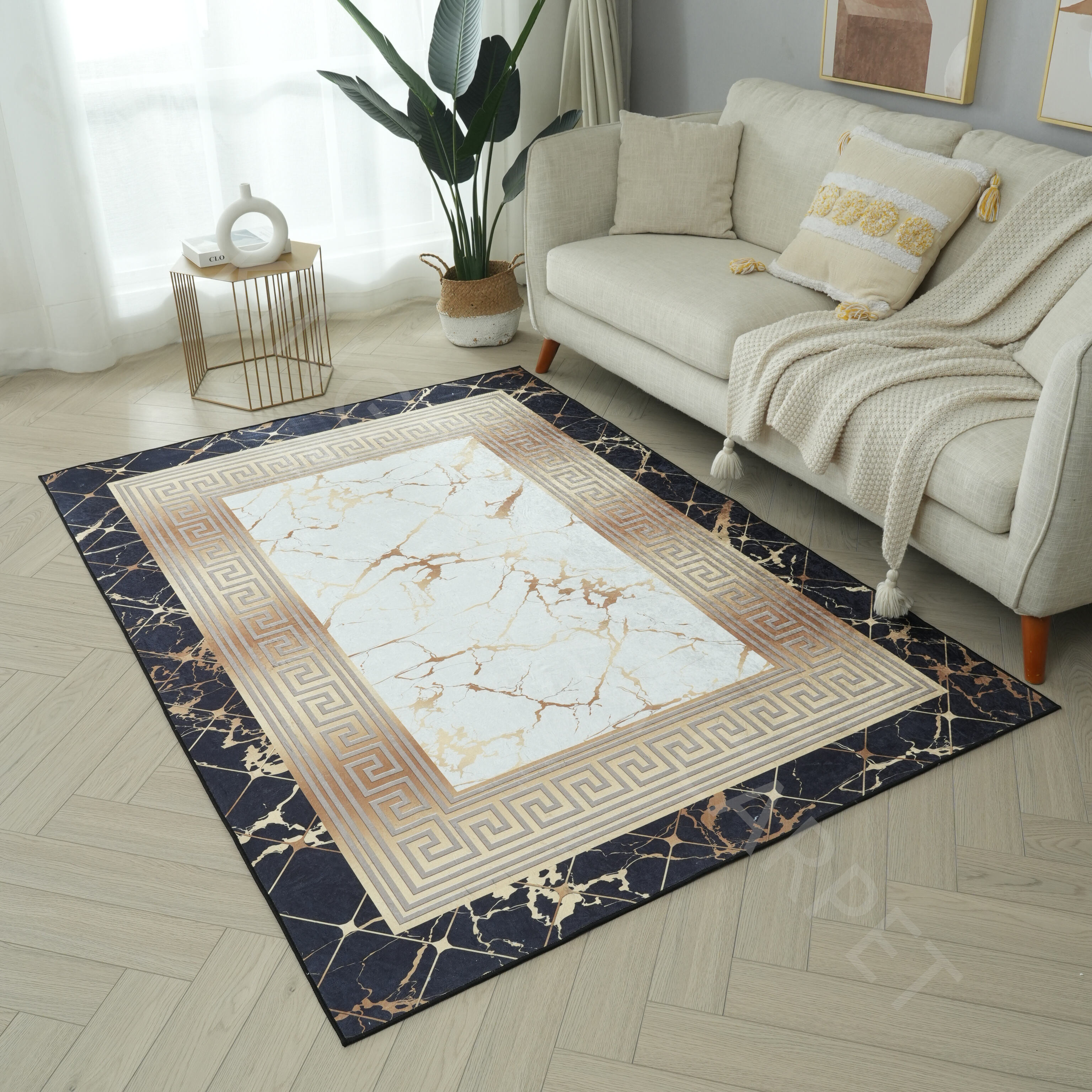 Contemporary anti slip nordic style carpets 3d diamond velvet rug details