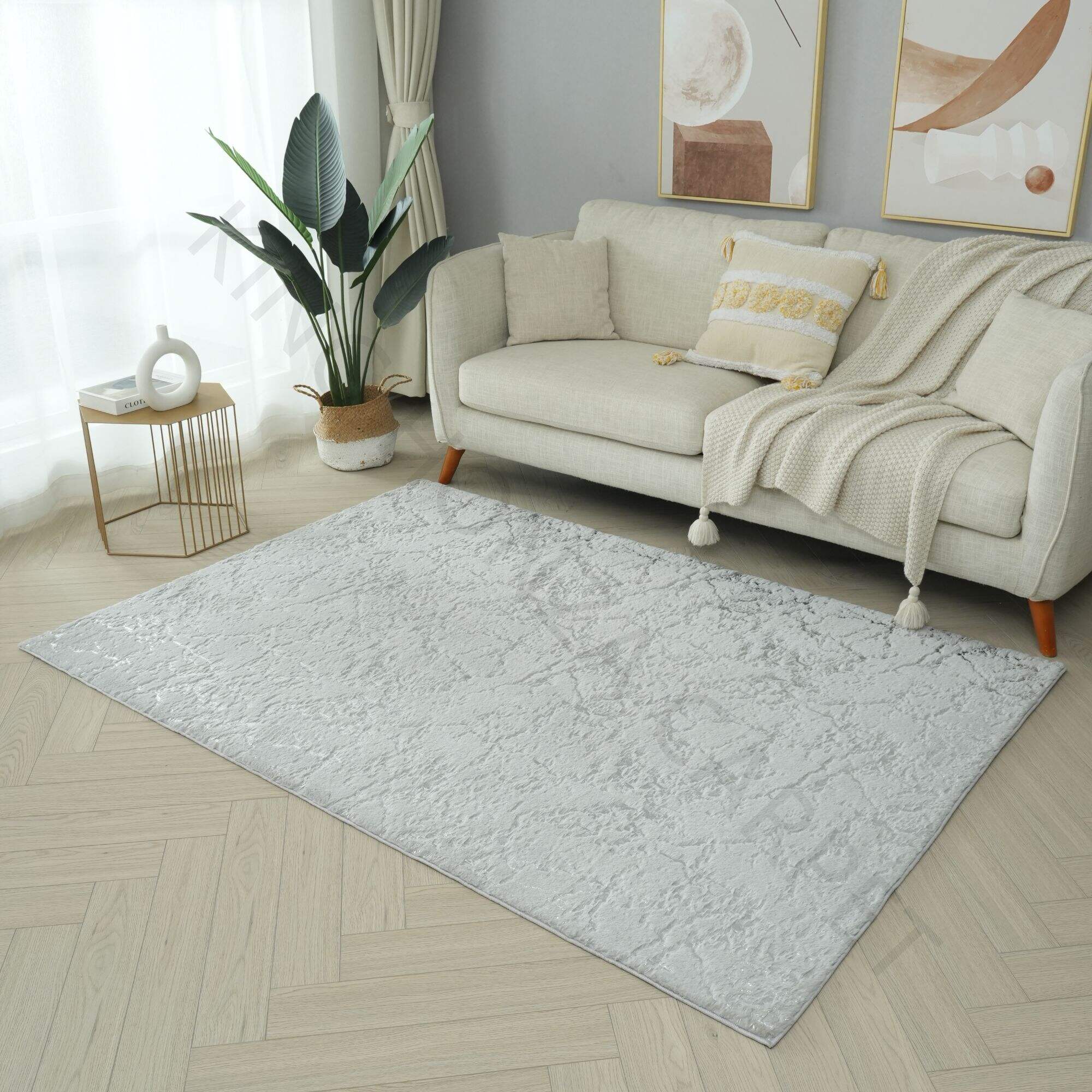 Best quality fluffy faux rabbit fur sliver stamping carpet