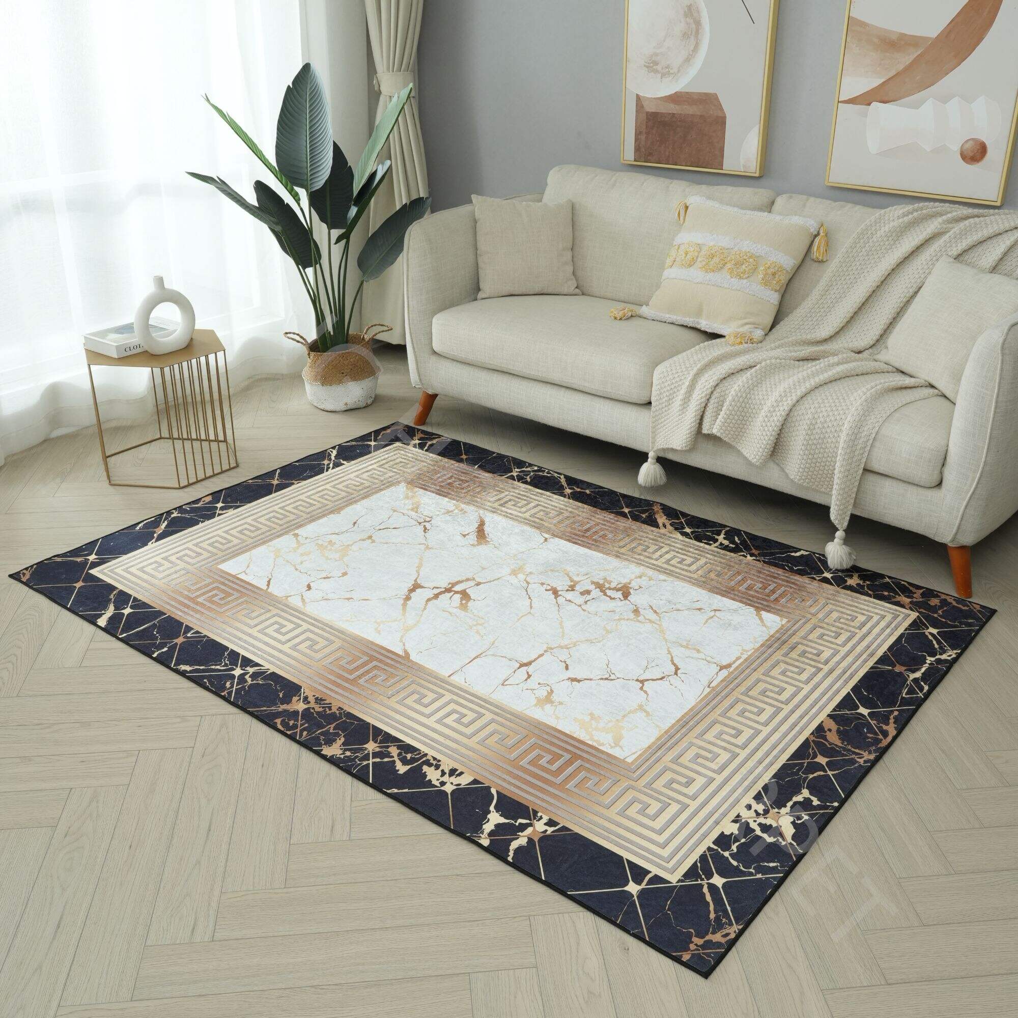 Contemporary anti slip nordic style carpets 3d diamond velvet rug