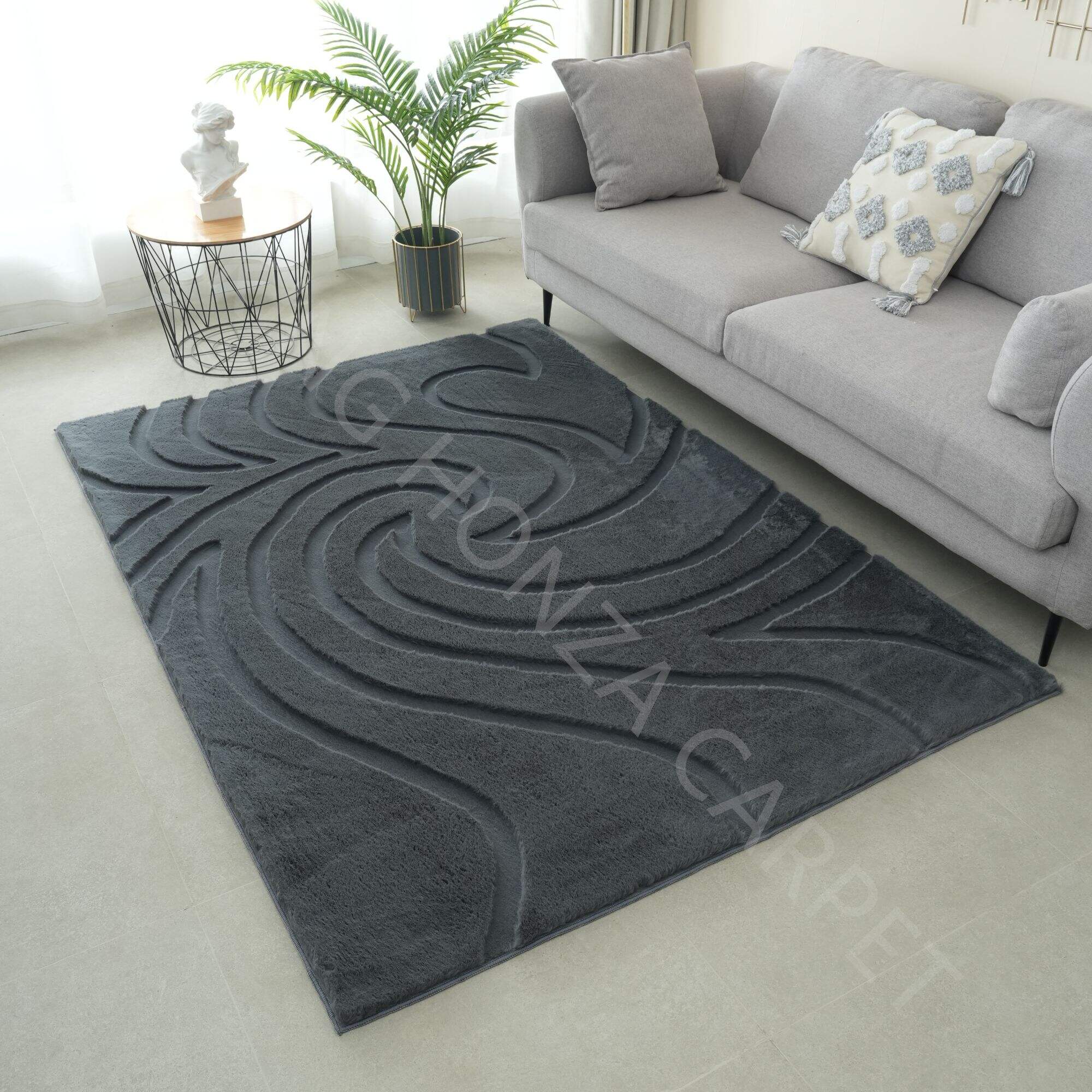 Hot sale rabbit faux fur rug long pile jacquard carpet for livingroom