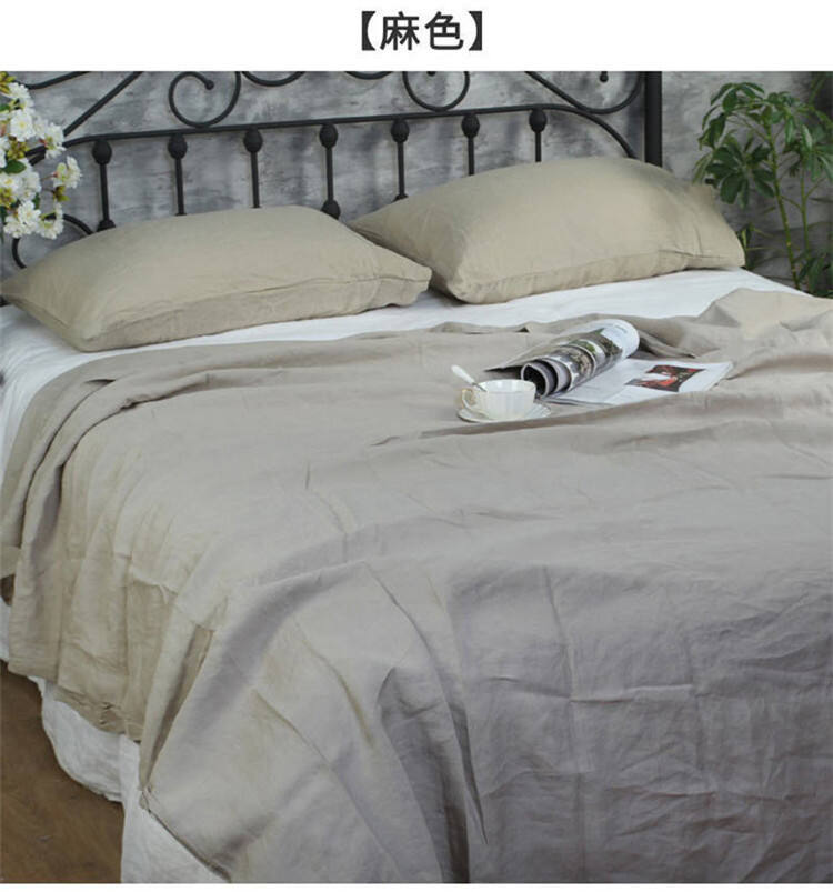 100% French Flax linen bedding stone washed bed sheets set factory