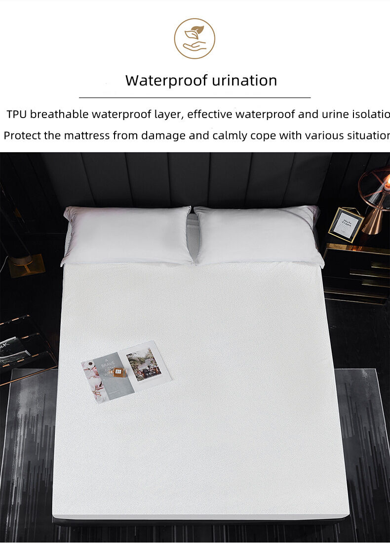 Manufacturer's direct sales bamboo fiber fabric waterproof colorful fitted sheet anti-skid mattress protective cover factory