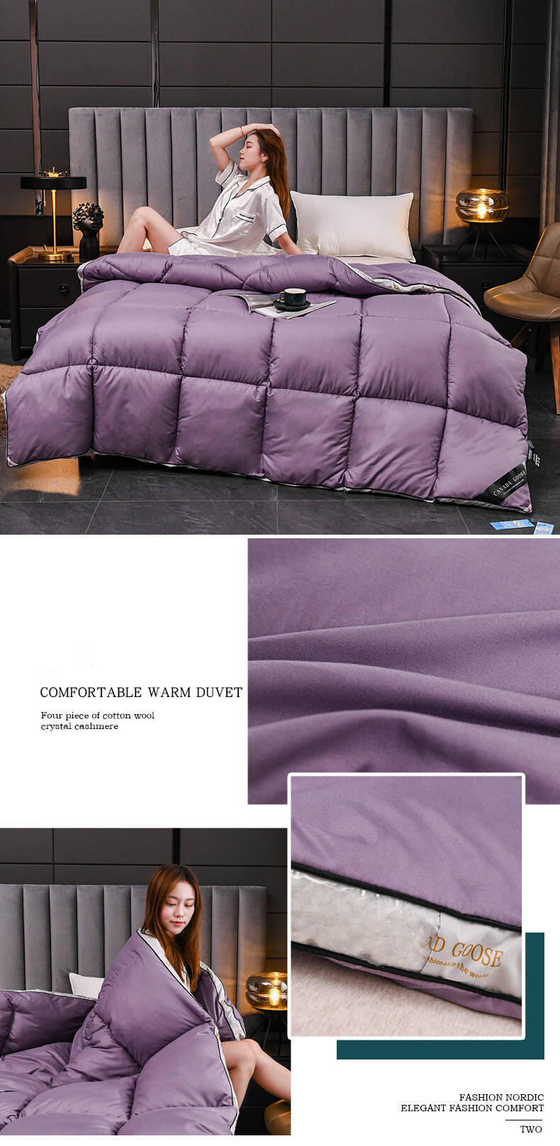 Factory supply wholesale luxury comfort winter edredon bed quilt details