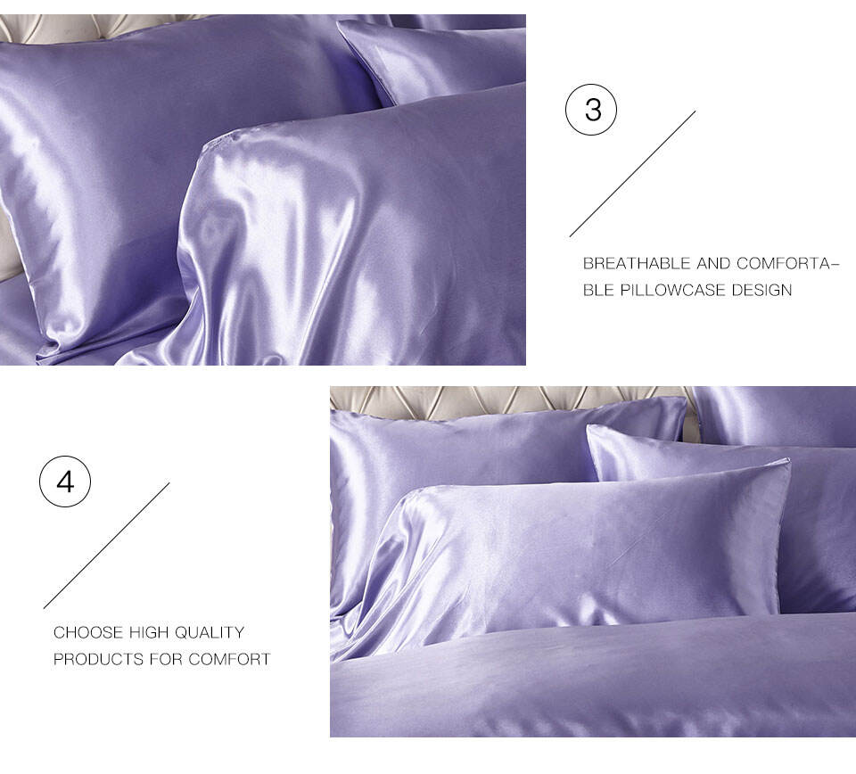 Hotel solid color Silk luxury satin sabanas comforter bedding set 3pcs factory