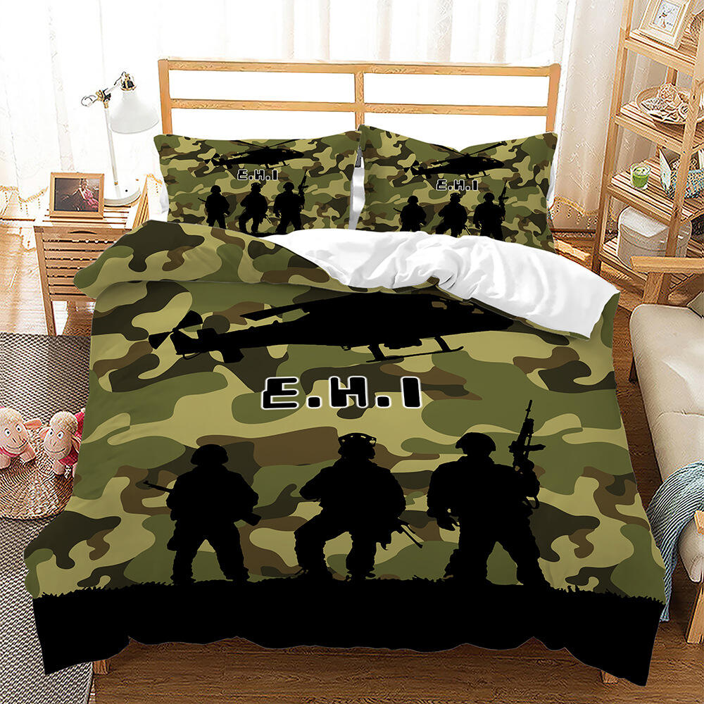 Custom camouflage 3d printed comforter bedding set designer sheet set king size luxury supplier