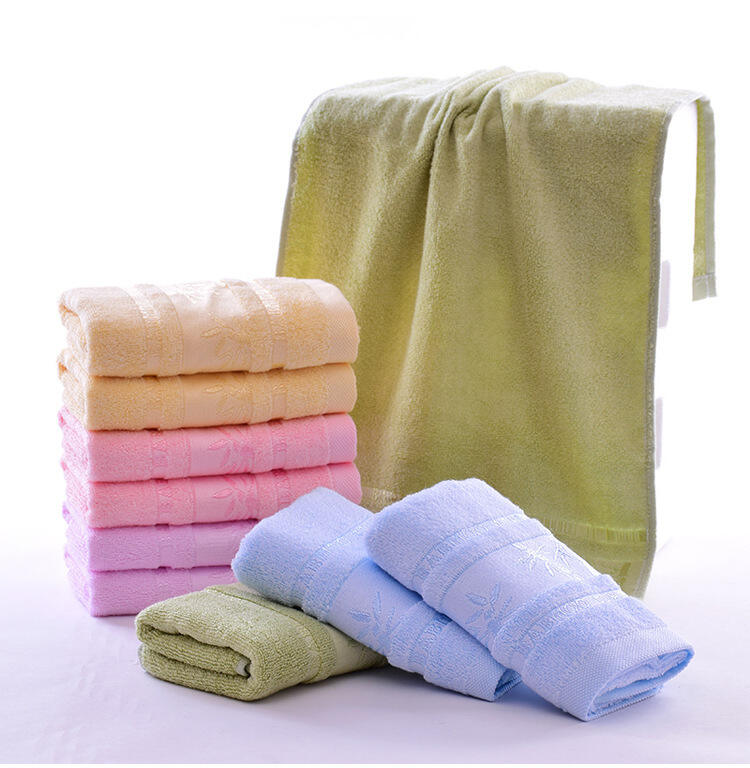 Wholesale organic bamboo fiber towels or custom towels logo embroidery durable absorbent soft towels factory