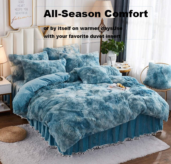 Plush down comforter set Luxury ultra soft down comforter set Fluffy plush bedding factory