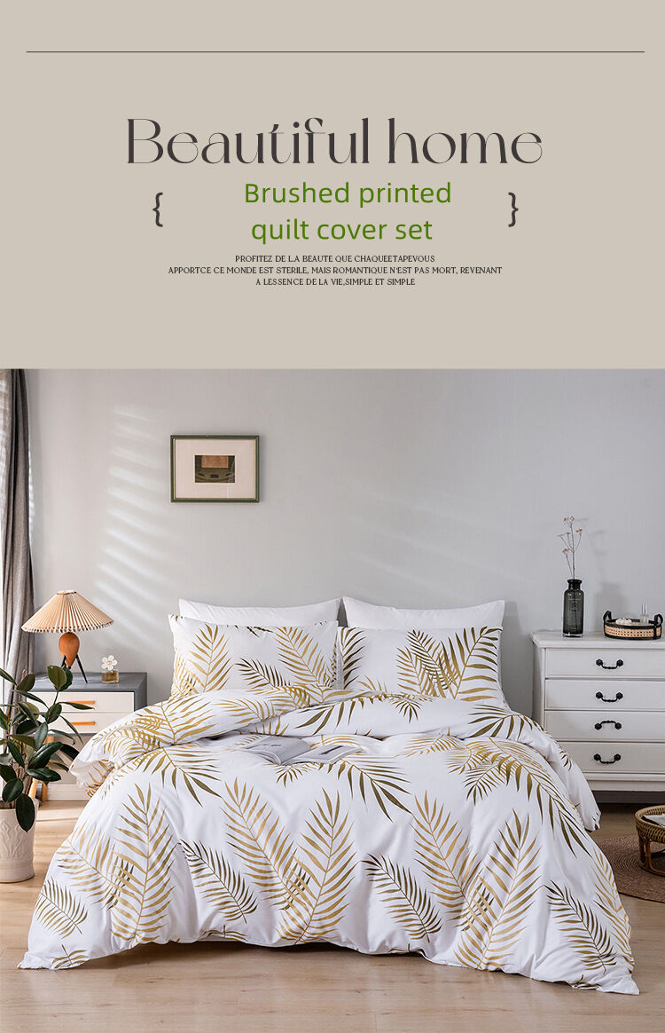 Simple design modern 100% polyester quilt cover pillowcase 3 pcs bedding set details