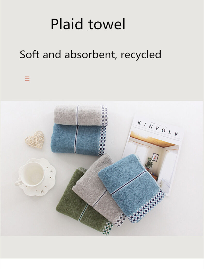 Home Textile Supplier Plaid Absorbent Hand Towels Organic White Face Towel 100 Cotton manufacture