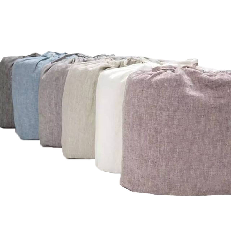 Linen bedding sheets set stone wash style set of 4 deep pockets to fit linen bedding manufacture