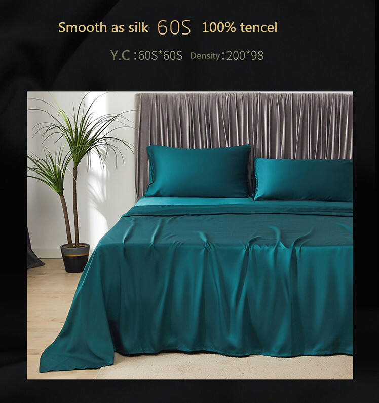 60S 100% Artificial Fiber Bedding Sets Solid Color Bed Sheet supplier