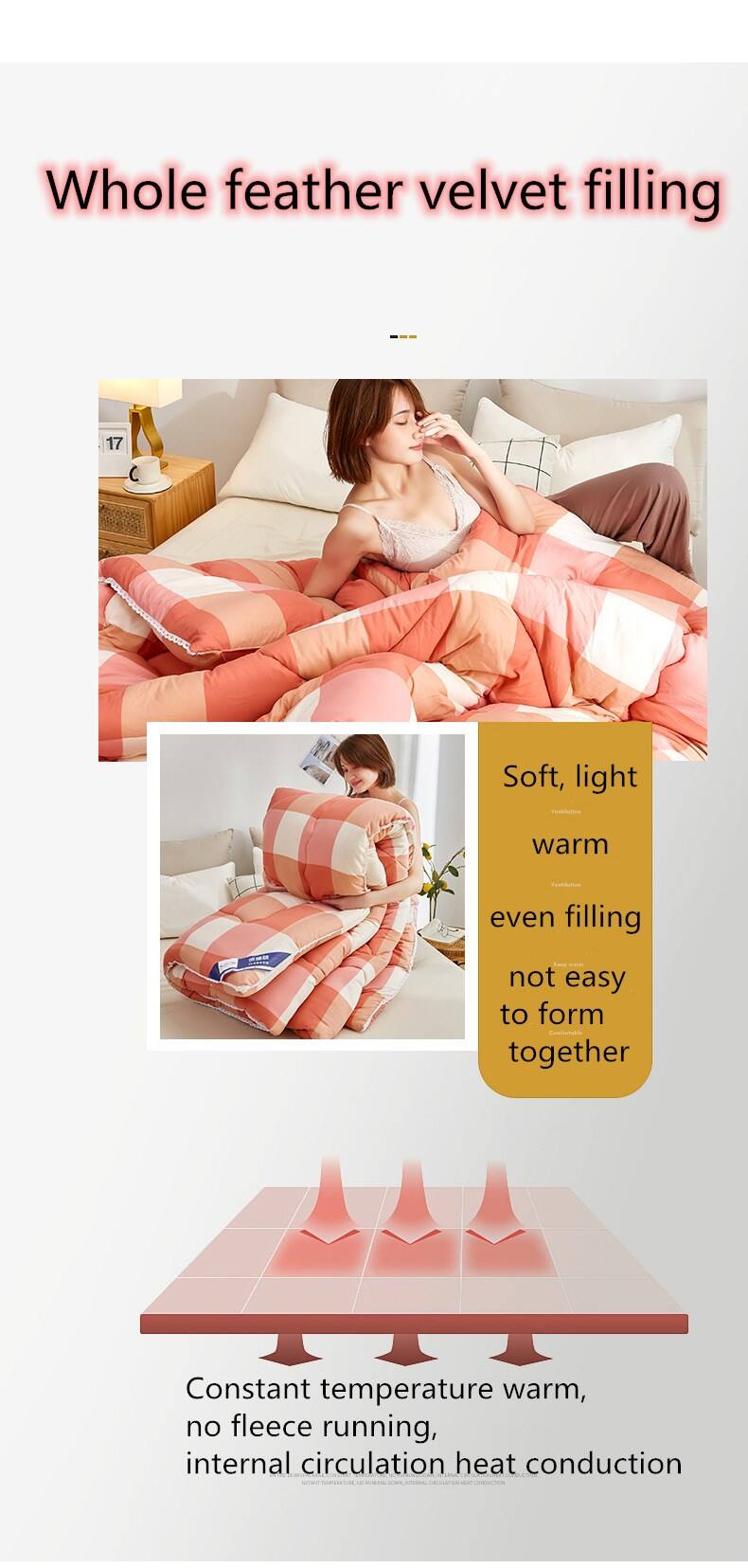 Soft warm household bed quilt factory