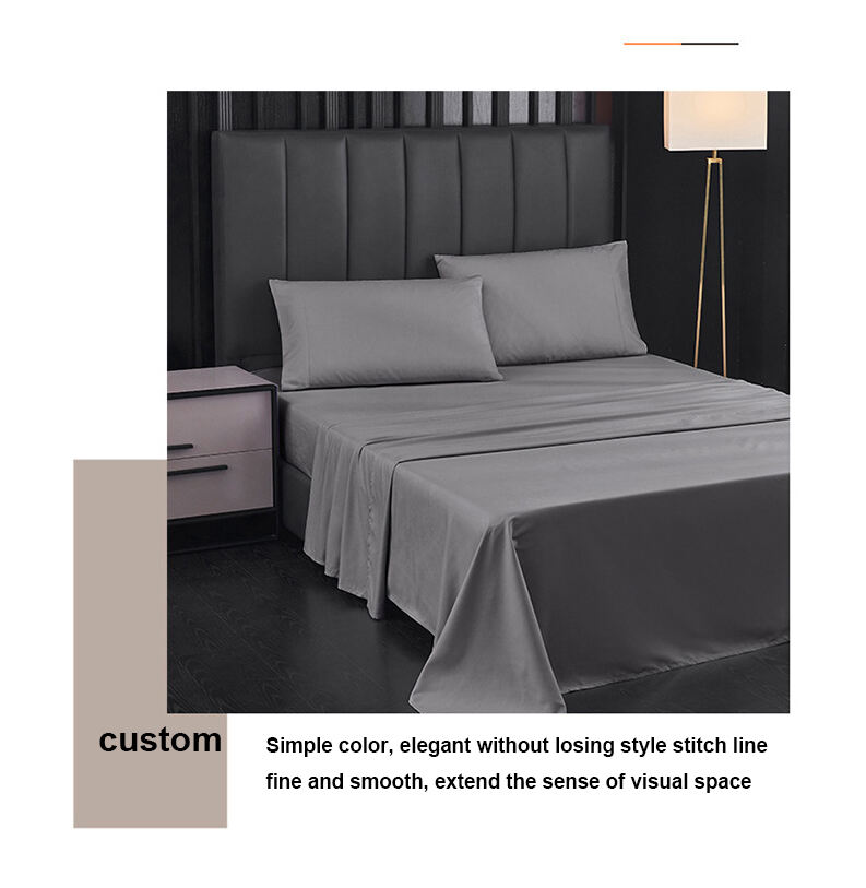 Textile solid color custom home bed sheet set Comfortable sheets universal four-piece bedding bedding set supplier