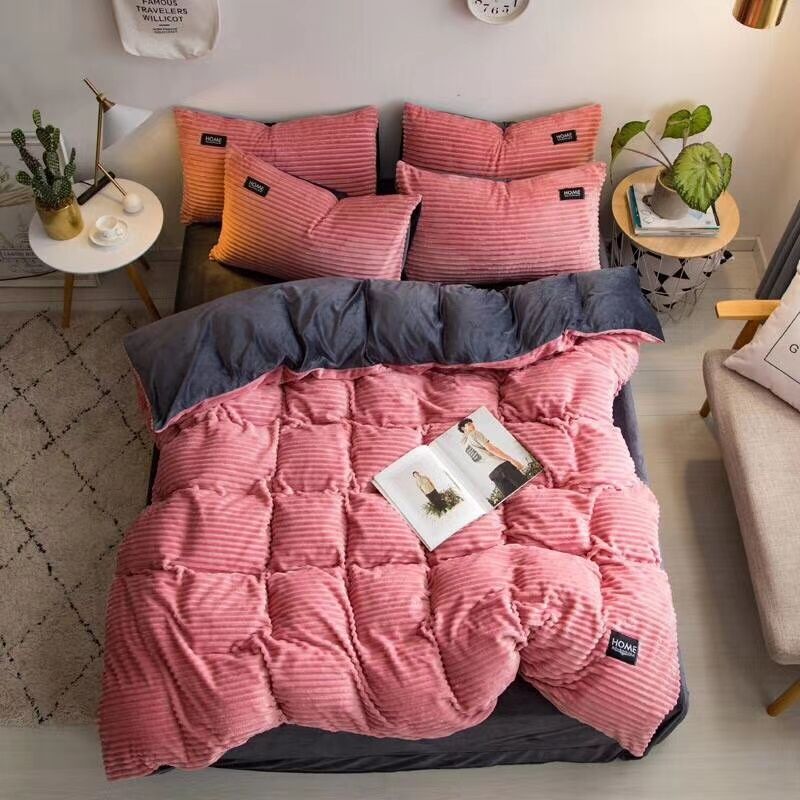 King size double side Magic velvet flannel fleece bedsheets factory