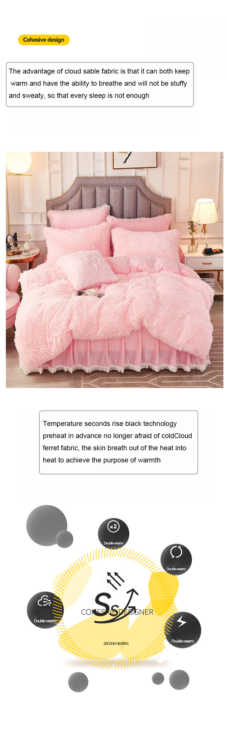 Pink artificial wool bedding Abstract luxury tie dye print soft velvet designer bedding sets manufacture