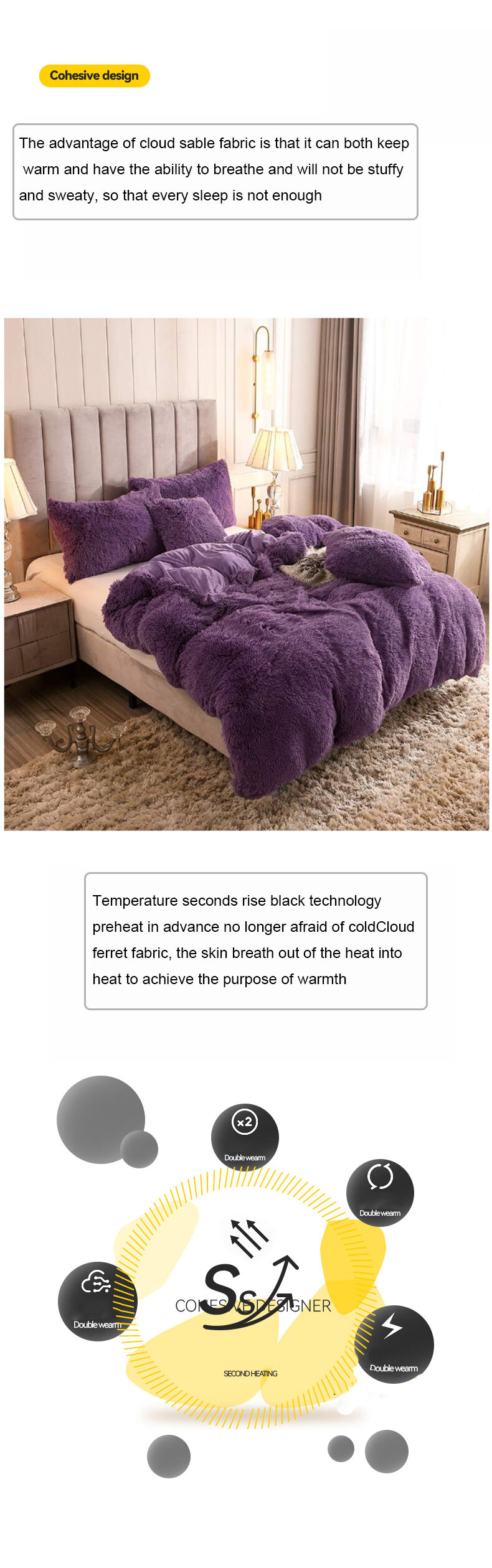 Comforter Set Purple plush warm winter fluffy crystal velvet overcover large luxury bedding sets factory