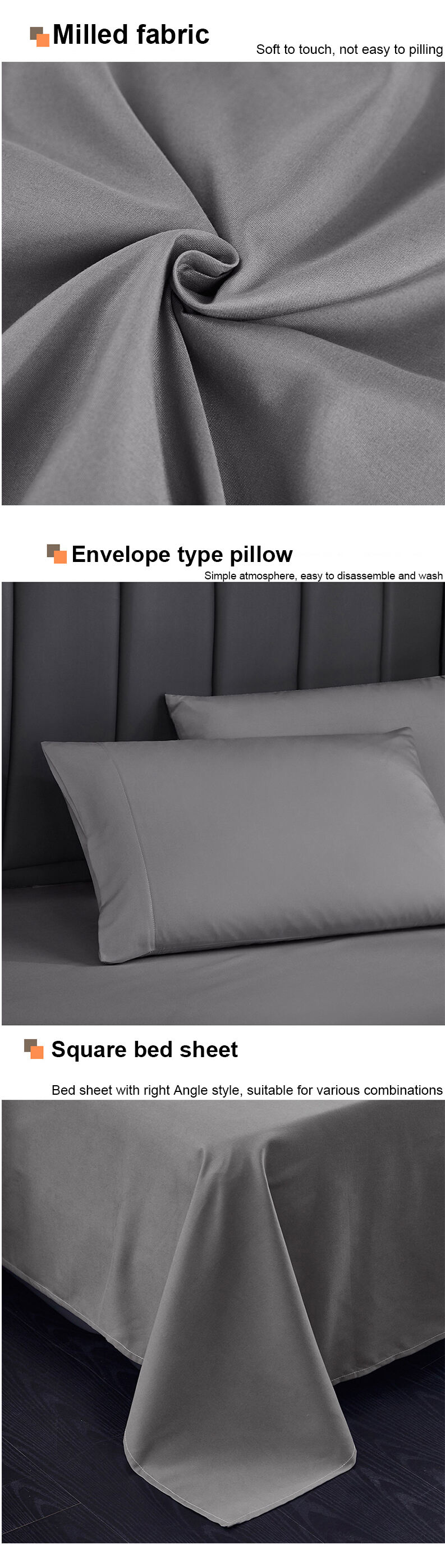 Textile solid color custom home bed sheet set Comfortable sheets universal four-piece bedding bedding set supplier