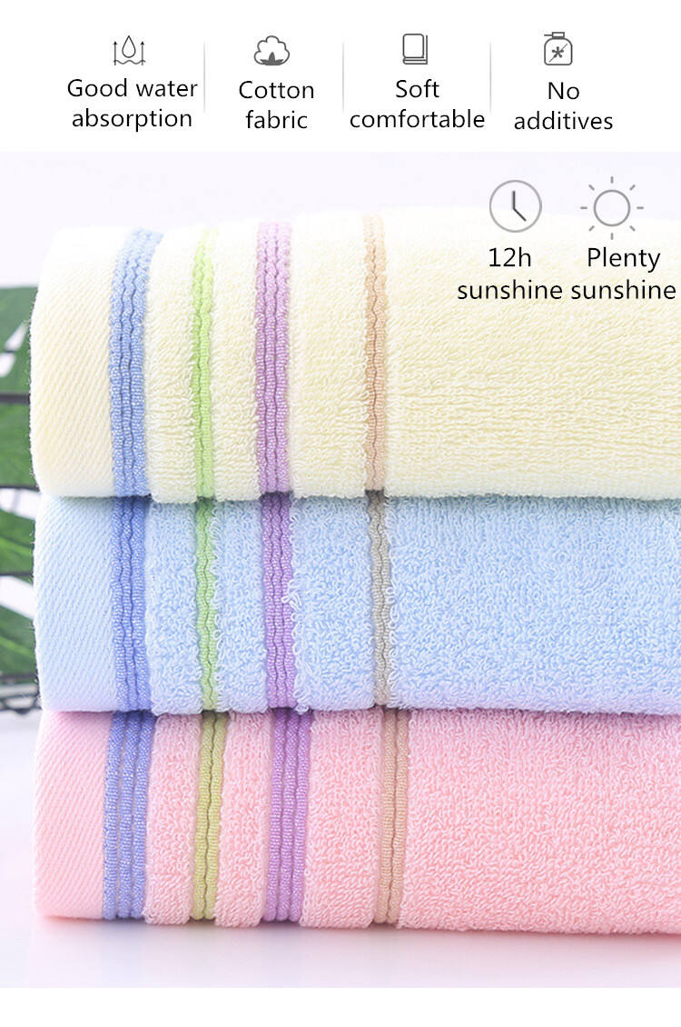 Multicolor cheapest Home Soft Plain Dyed Striped 100% Cotton bathroom towel manufacture