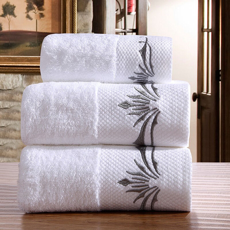 Soft Comfortable 100% cotton hotel towel set with Embroidery logo toallas details