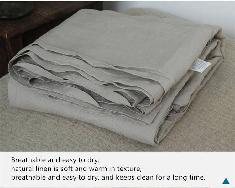 100% French Flax linen bedding stone washed bed sheets set details