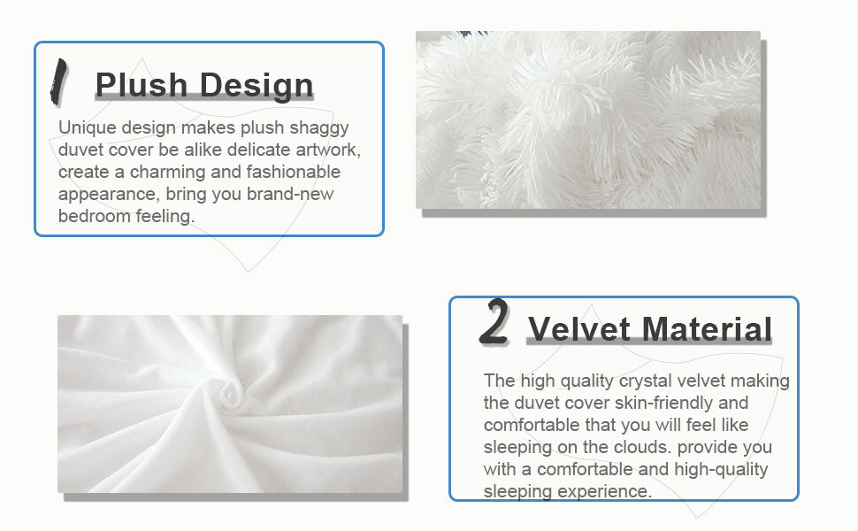 Plush duvet cover white fluffy cover set large plush faux fur bedding set with zipper closure duvet bedding set supplier