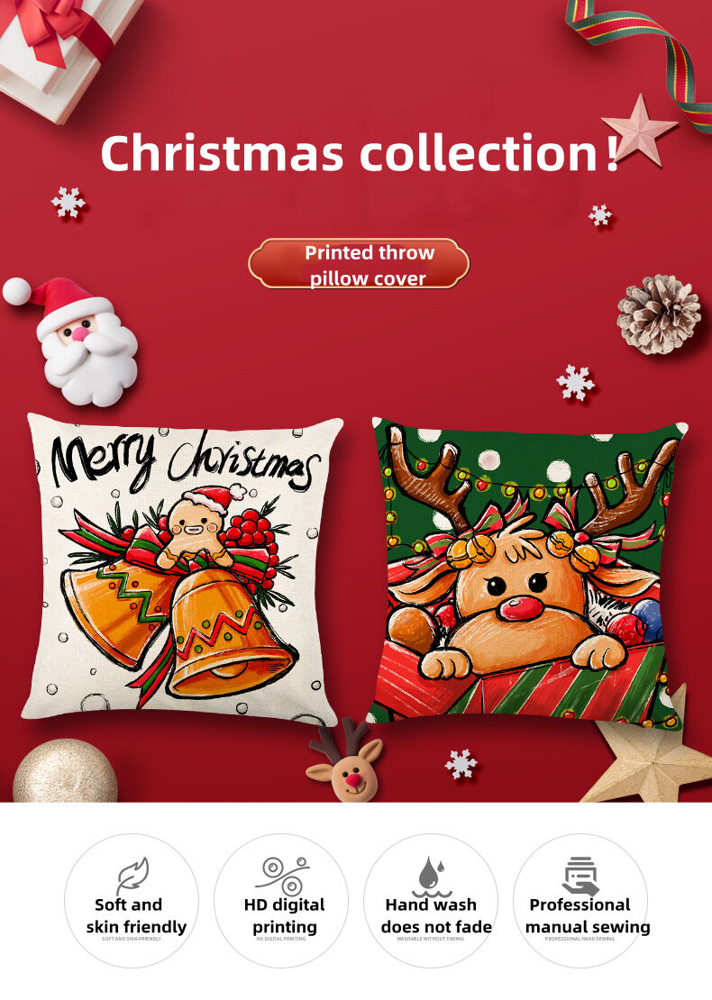 Christmas 45*45 cm square throw home decorative 2022 customize pillow cushion cover factory