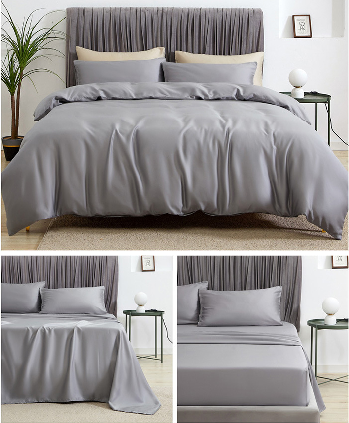 60S 100% Artificial Fiber Bedding Sets Solid Color Bed Sheet factory