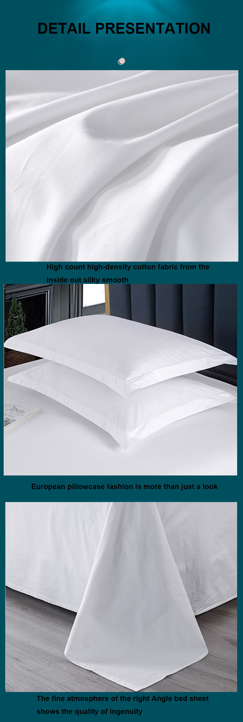 Hotel Bedding set White four-piece deluxe bed set All cotton white sateen Hotel bedding bed sheets supplier