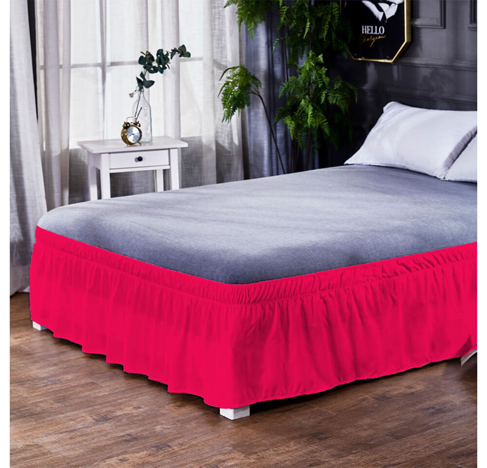 Hotel Bed Skirt Wrap Around Elastic Without Bed Surface Twin /Full/ Queen/ King Size 40cm Height for Home Decor details