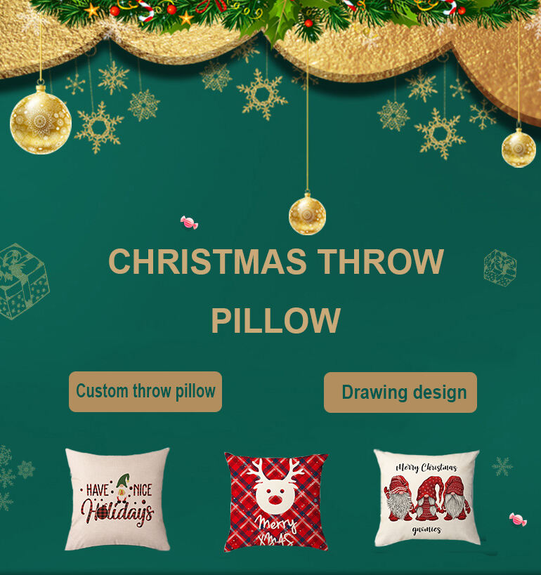 Christmas home decoration popular custom style linen cotton linen pattern christmas pillow covers manufacture