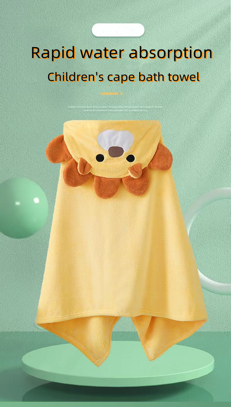 Quick-Dry Microfiber Soft Warm Beach Hooded Children Cartoon Cloak bath towel details