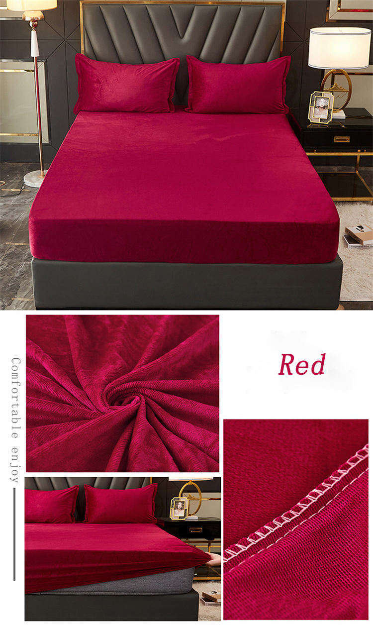 Extra Soft Fleece Velvet Plush Bedsheet Pillow Case Deep Pockets Full Fitted Sheet Single Double King Size Bed Sheets factory