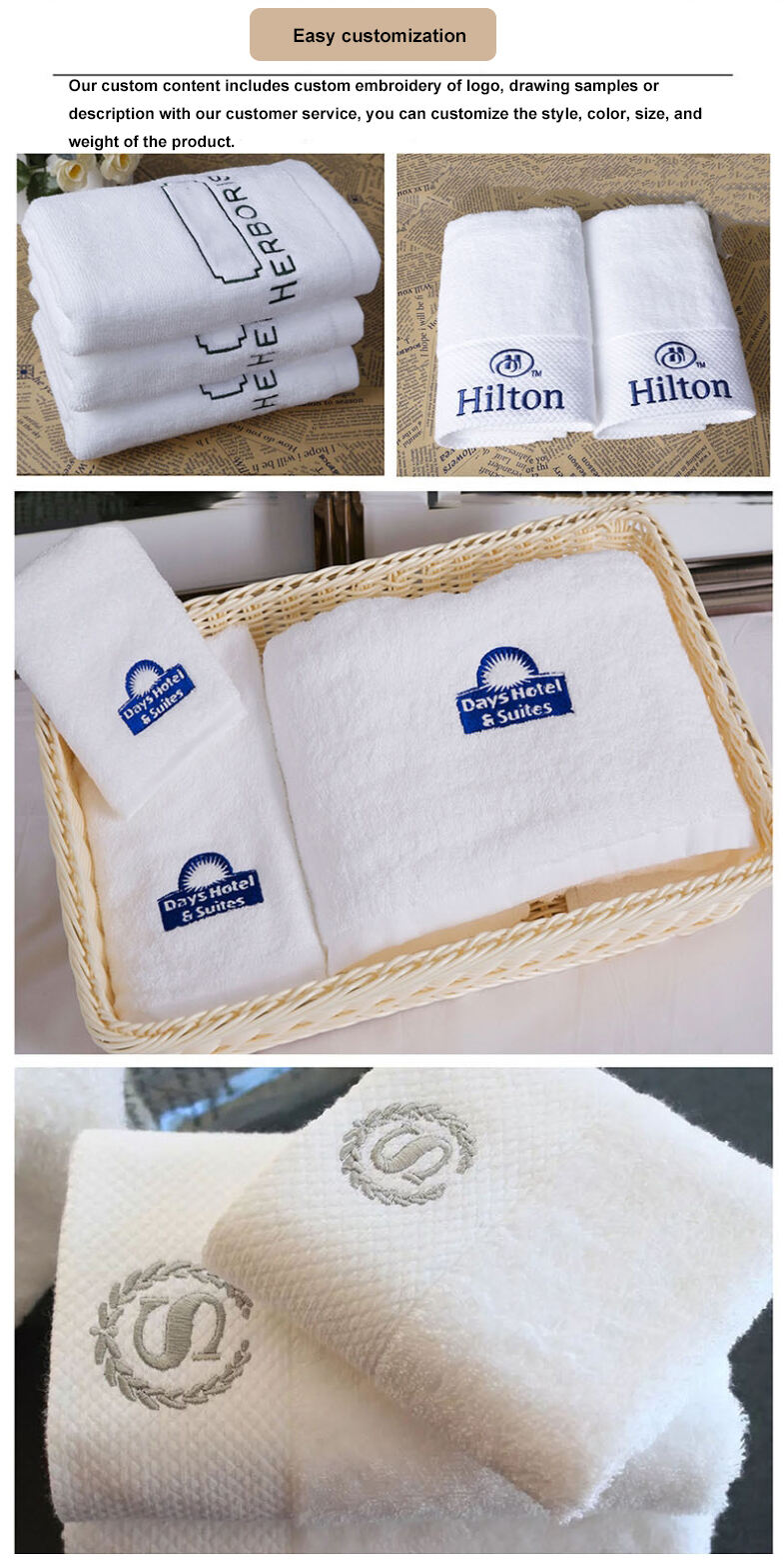 White cotton custom LOGO embroidery jacquard hotel bed towel bath towels details